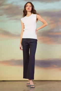 SKIES ARE BLUE Ruffle Sleeve Knit Top* Sleeveless Tops