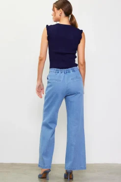 SKIES ARE BLUE Ruffle Sleeve Knit Top* Sleeveless Tops