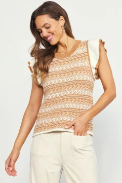 SKIES ARE BLUE Ruffle Sleeve Sweater* Short Sleeve Tops|Sweaters