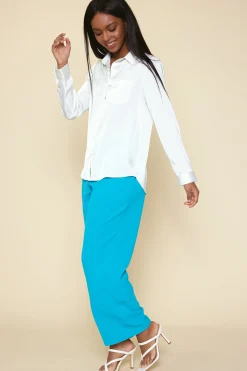 SKIES ARE BLUE Satin Button Down Shirt* Blouses|Long Sleeve Tops