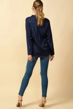 SKIES ARE BLUE Satin Button Down Shirt* Blouses