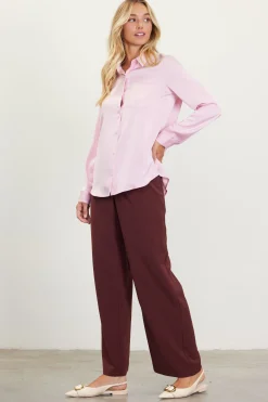 SKIES ARE BLUE Satin Button Down Top* Blouses|Long Sleeve Tops