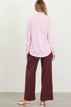 SKIES ARE BLUE Satin Button Down Top* Blouses|Long Sleeve Tops