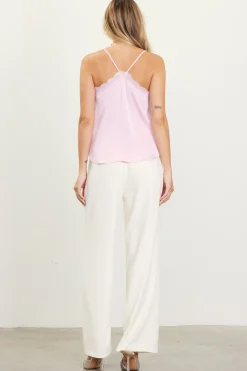 SKIES ARE BLUE Satin Lace Detail Cami* Sleeveless Tops