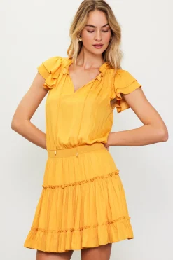 SKIES ARE BLUE Satin Ruffled Sleeve Mini Dress* Mini Dresses