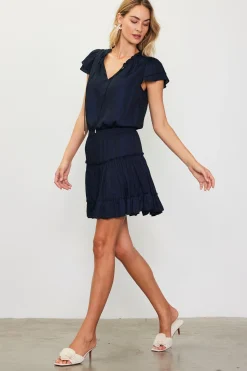 SKIES ARE BLUE Satin Ruffled Sleeve Mini Dress* Mini Dresses