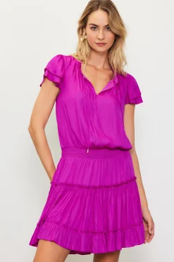 SKIES ARE BLUE Satin Ruffled Sleeve Mini Dress* Mini Dresses