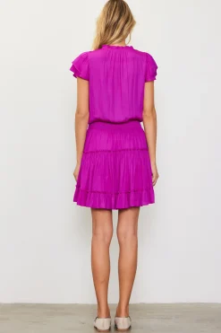 SKIES ARE BLUE Satin Ruffled Sleeve Mini Dress* Mini Dresses