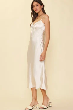 SKIES ARE BLUE Satin Tie Front Slip Dress* Midi Dresses