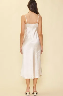 SKIES ARE BLUE Satin Tie Front Slip Dress* Midi Dresses