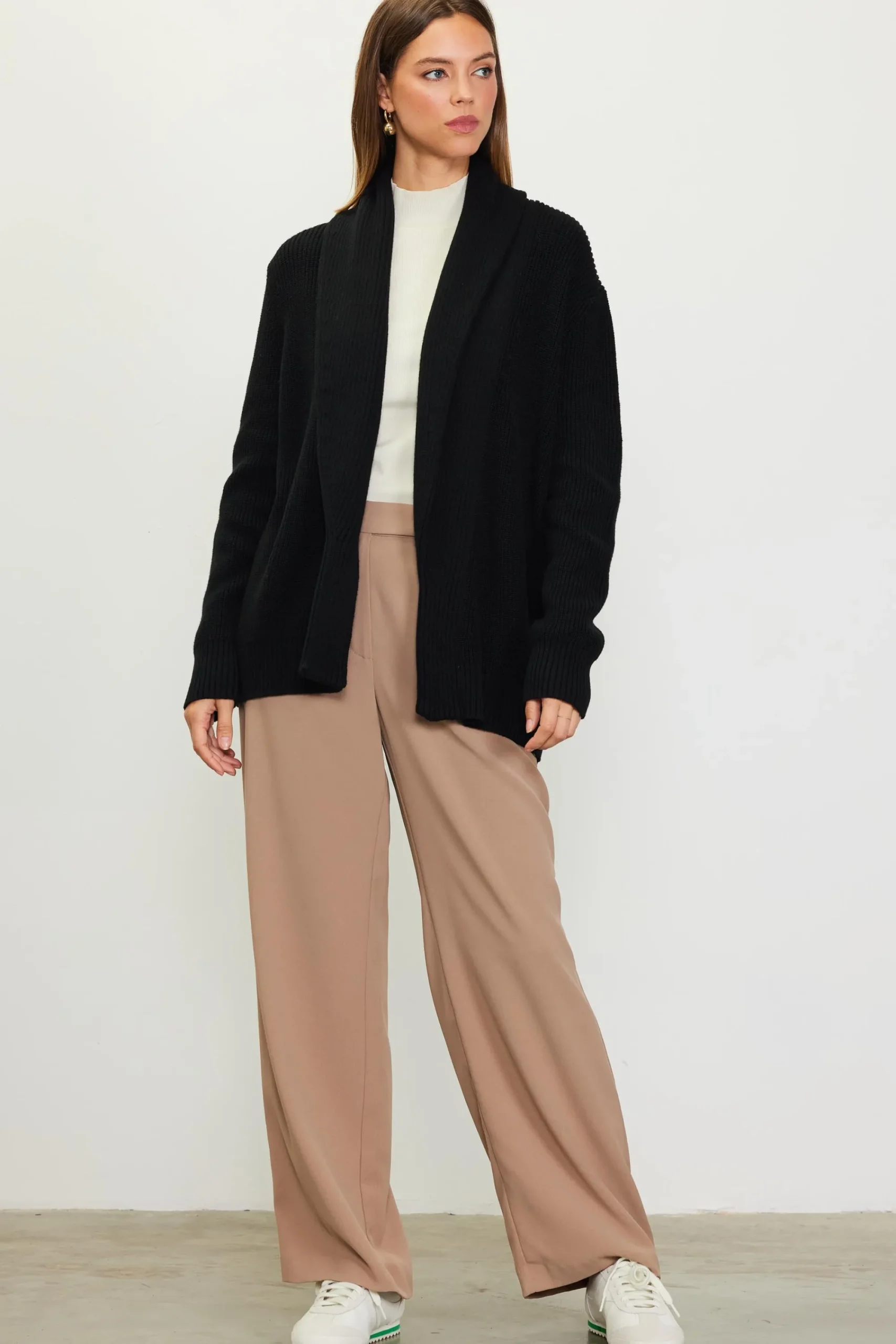 SKIES ARE BLUE Shawl Collar Sweater Cardigan* Long Sleeve Tops|Sweaters