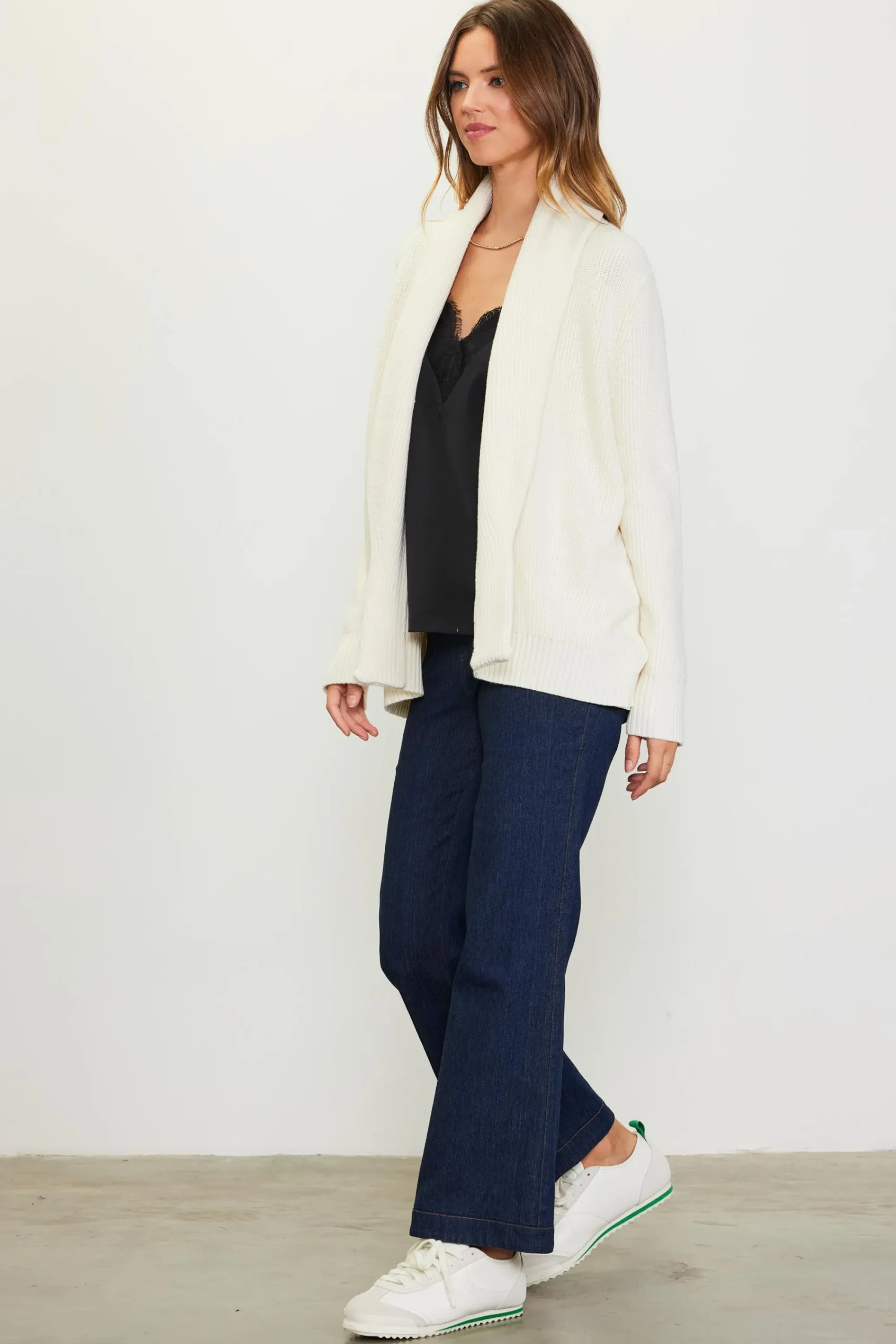 SKIES ARE BLUE Shawl Collar Sweater Cardigan* Long Sleeve Tops|Sweaters