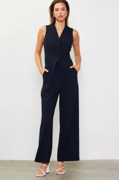 SKIES ARE BLUE Shawl-Collar Tailored Vest* Sleeveless Tops