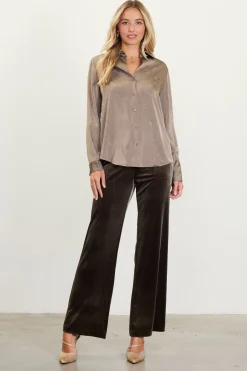 SKIES ARE BLUE Shimmery Button Down Blouse* Blouses|Long Sleeve Tops