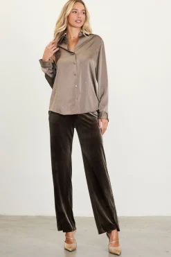 SKIES ARE BLUE Shimmery Button Down Blouse* Blouses|Long Sleeve Tops