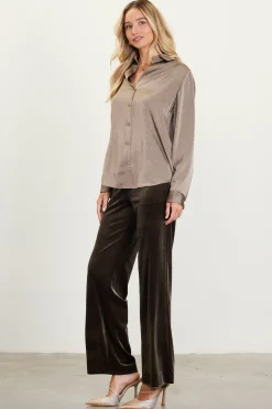 SKIES ARE BLUE Shimmery Button Down Blouse* Blouses|Long Sleeve Tops