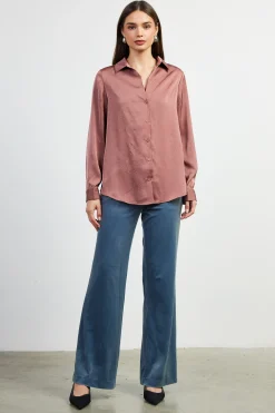 SKIES ARE BLUE Shimmery Button Down Blouse* Blouses|Long Sleeve Tops