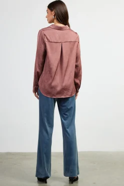 SKIES ARE BLUE Shimmery Button Down Blouse* Blouses|Long Sleeve Tops