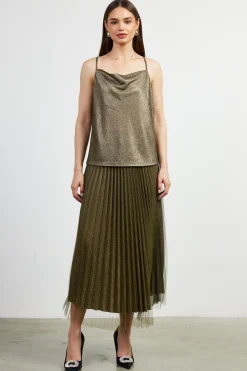 SKIES ARE BLUE Shimmery Cowl Neck Cami* Sleeveless Tops