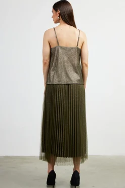 SKIES ARE BLUE Shimmery Cowl Neck Cami* Sleeveless Tops