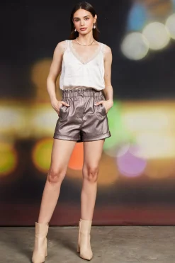 SKIES ARE BLUE Shimmery Paperbag Shorts* Shorts