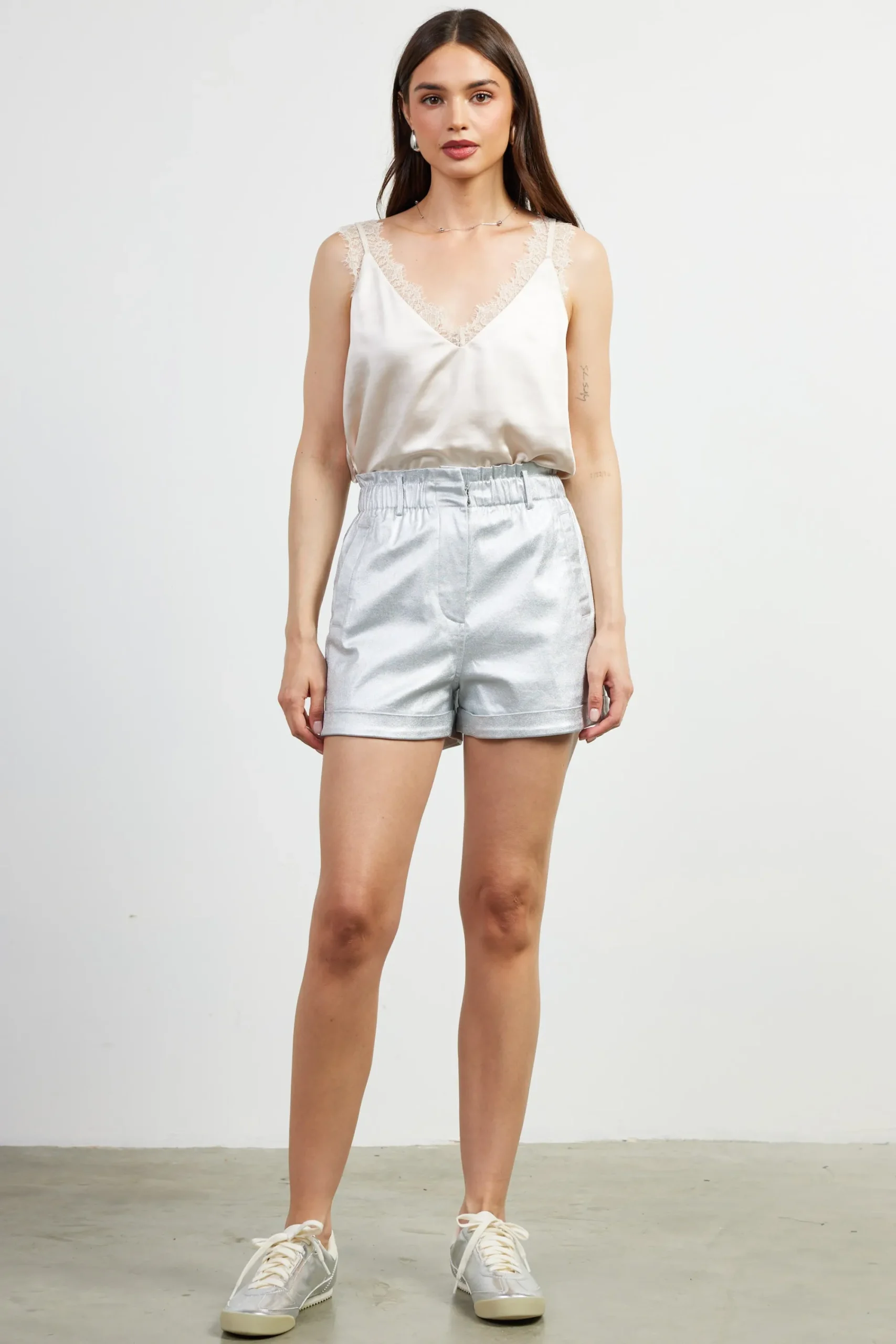 SKIES ARE BLUE Shimmery Paperbag Shorts* Shorts