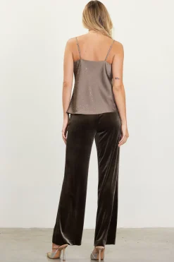 SKIES ARE BLUE Shimmery Satin Cowl Neck Cami* Sleeveless Tops