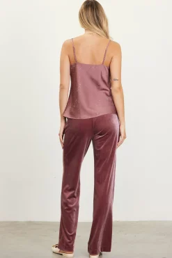 SKIES ARE BLUE Shimmery Satin Cowl Neck Cami* Sleeveless Tops