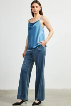 SKIES ARE BLUE Shimmery Satin Cowl Neck Cami* Sleeveless Tops