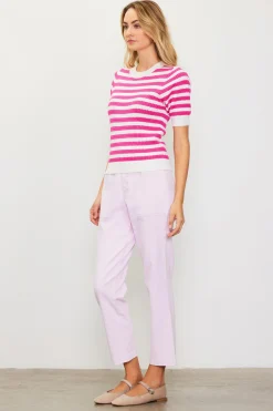 SKIES ARE BLUE Short Sleeve Knit Stripe Sweater* Short Sleeve Tops|Sweaters