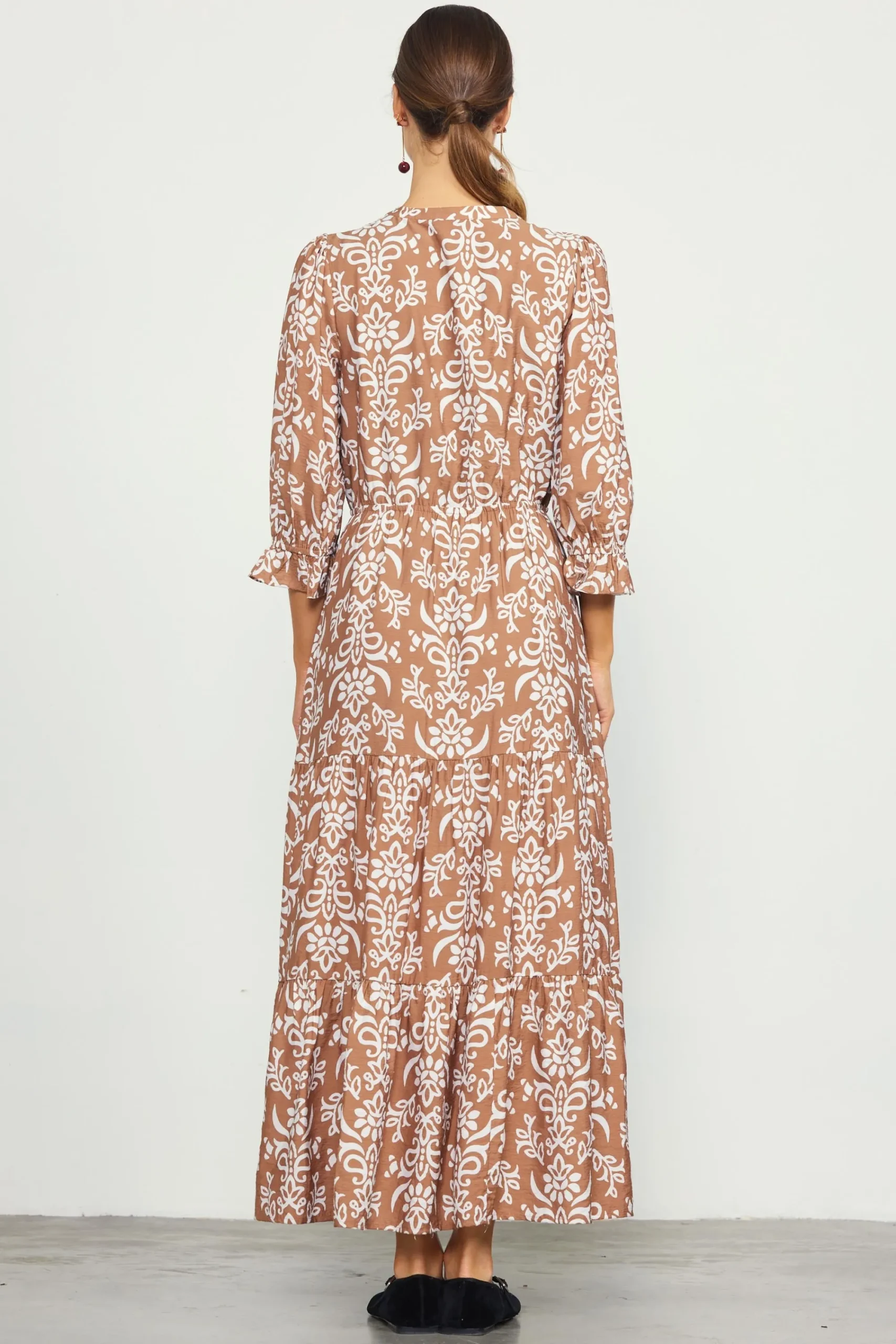 SKIES ARE BLUE Skye Split Neck Ruffle Maxi Dress* Maxi Dresses