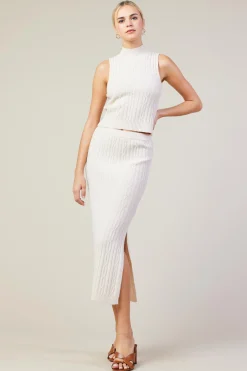 SKIES ARE BLUE Sleeveless Mock Neck Cable Knit Sweater* Sleeveless Tops|Sweaters