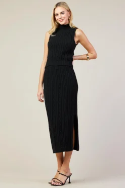 SKIES ARE BLUE Sleeveless Mock Neck Cable Knit Sweater* Sleeveless Tops|Sweaters