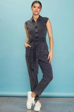 SKIES ARE BLUE Sleeveless Washed Denim Jumpsuit* Jumpsuits