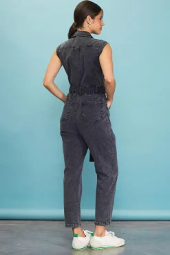 SKIES ARE BLUE Sleeveless Washed Denim Jumpsuit* Jumpsuits