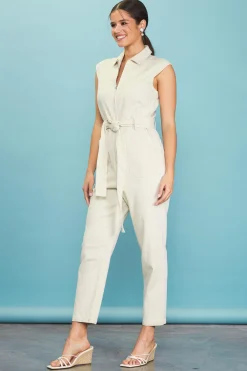 SKIES ARE BLUE Sleeveless Washed Denim Jumpsuit* Jumpsuits