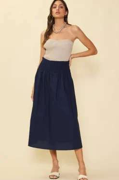 SKIES ARE BLUE Smocked Waist Flared Skirt* Skirts