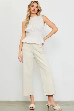 SKIES ARE BLUE Smocking Poplin Sleeveless Top* Sleeveless Tops