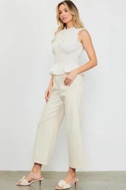 SKIES ARE BLUE Smocking Poplin Sleeveless Top* Sleeveless Tops