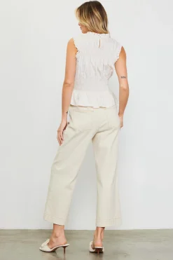 SKIES ARE BLUE Smocking Poplin Sleeveless Top* Sleeveless Tops