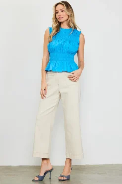 SKIES ARE BLUE Smocking Poplin Sleeveless Top* Sleeveless Tops