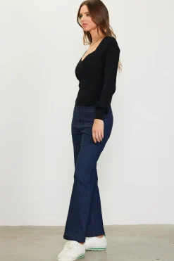 SKIES ARE BLUE Sweetheart Neck Longsleeve Knit Top* Long Sleeve Tops|Sweaters