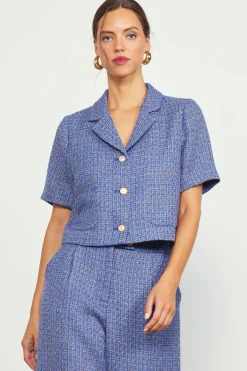 SKIES ARE BLUE Tailored Tweed Cropped Blazer* Blazers