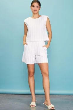 SKIES ARE BLUE Textured Striped Top* Sleeveless Tops