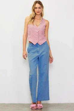 SKIES ARE BLUE Tweed Tailored Vest* Sleeveless Tops