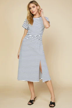 SKIES ARE BLUE Twist Detail Knit Dress* Midi Dresses