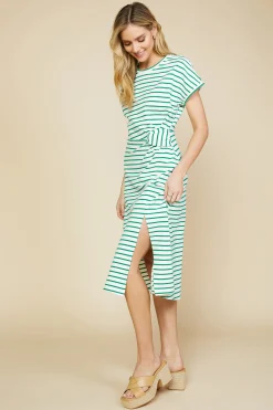 SKIES ARE BLUE Twist Detail Knit Dress* Midi Dresses