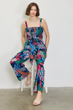 SKIES ARE BLUE Ula Print Smocked Jumpsuit* Jumpsuits