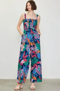 SKIES ARE BLUE Ula Print Smocked Jumpsuit* Jumpsuits