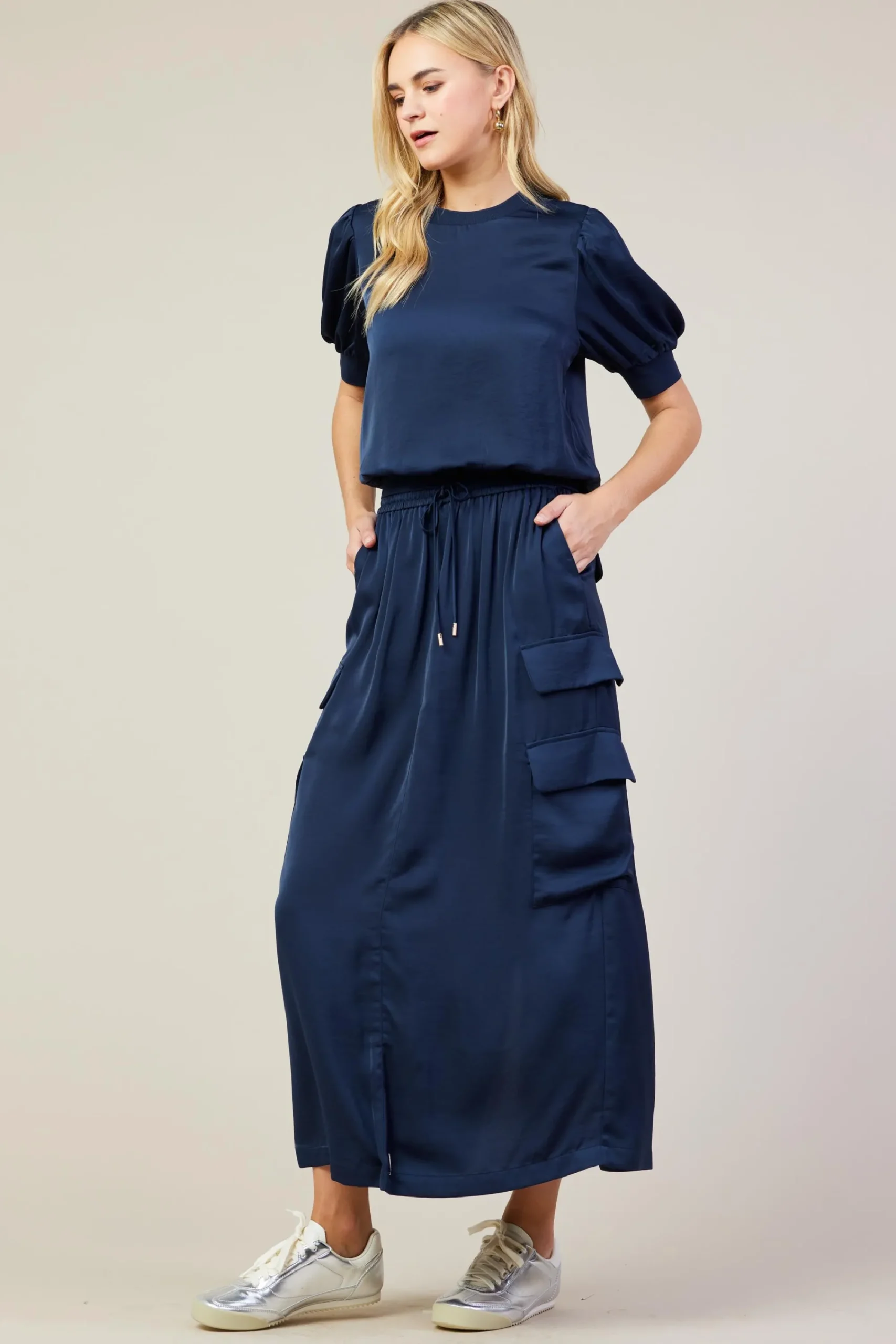 SKIES ARE BLUE Utility Cargo Pocket Midi Skirt* Skirts